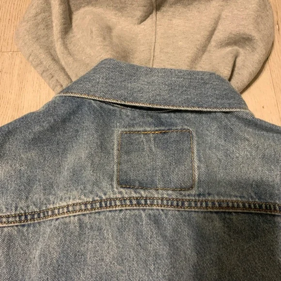 Levi's Strauss Mens Hybrid Hoodie Tucker Jacket Medium Wash Blue Denim - Picture 15 of 15